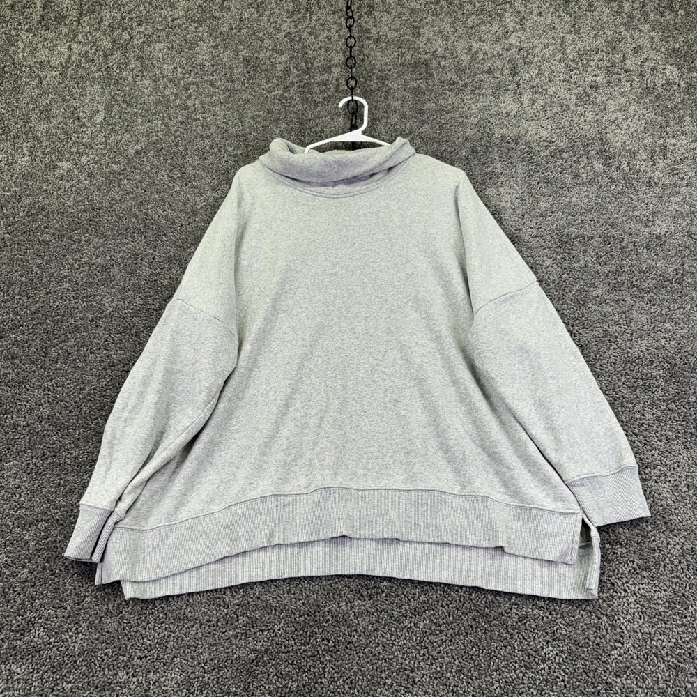 Time And Tru Sweatshirt Womens 2XL Gray Fleece Tunic Cowl Neck Pullover Top